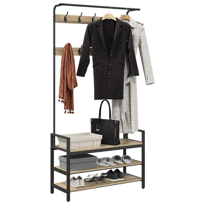 Kapstok met plank Sonoma eiken 95 x 34 x 184 cm Bewerkt hout