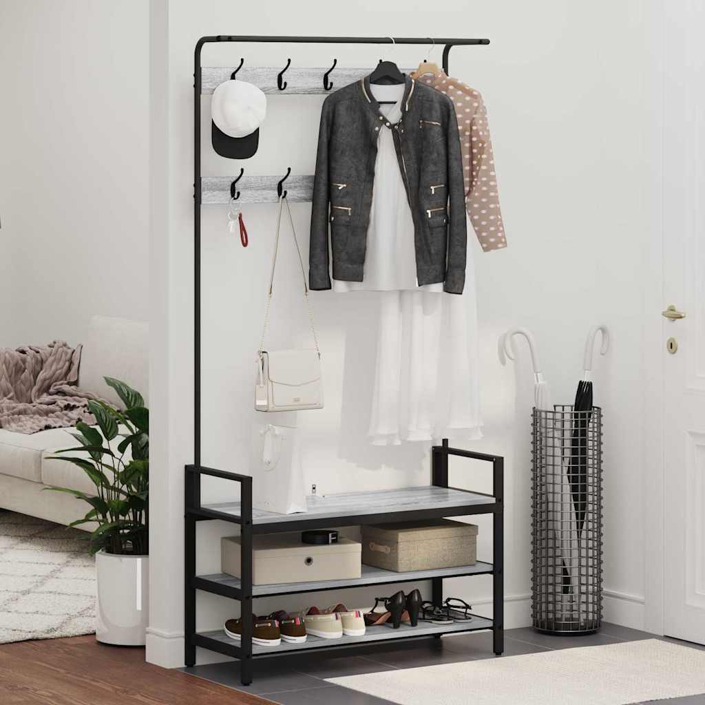Kapstok met plank Grijs Sonoma 95 x 34 x 184 cm Bewerkt hout