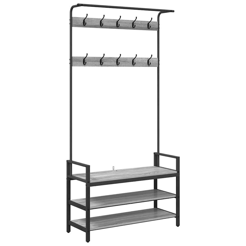 Kapstok met plank Grijs Sonoma 95 x 34 x 184 cm Bewerkt hout
