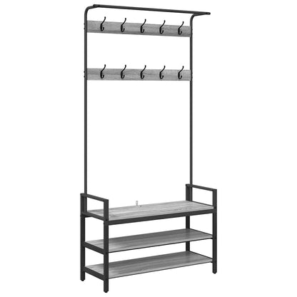 Kapstok met plank Grijs Sonoma 95 x 34 x 184 cm Bewerkt hout