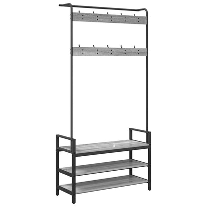 Kapstok met plank Grijs Sonoma 95 x 34 x 184 cm Bewerkt hout