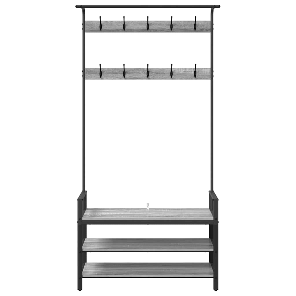 Kapstok met plank Grijs Sonoma 95 x 34 x 184 cm Bewerkt hout
