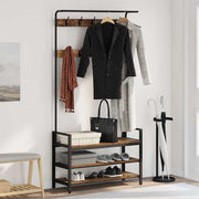Kapstok met plank 95x34x184 cm oudhout