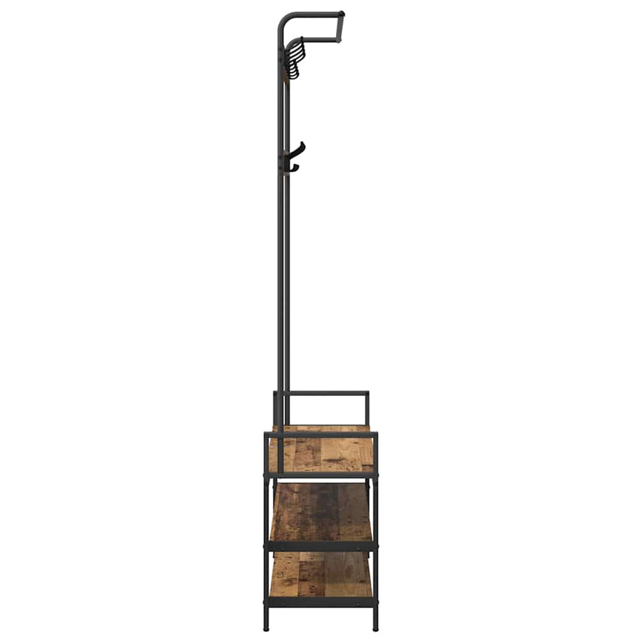 Kapstok met plank Oudhout 95 x 34 x 184 cm Bewerkt hout