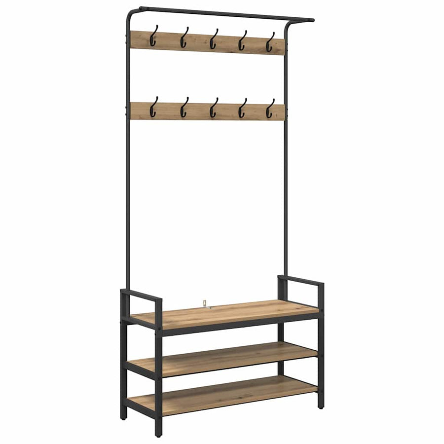 Kapstok met plank Artisan Eiken 95 x 34 x 184 cm Bewerkt hout