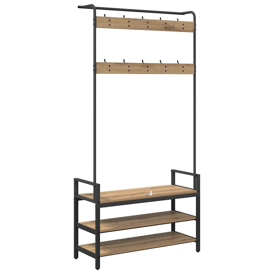 Kapstok met plank Artisan Eiken 95 x 34 x 184 cm Bewerkt hout