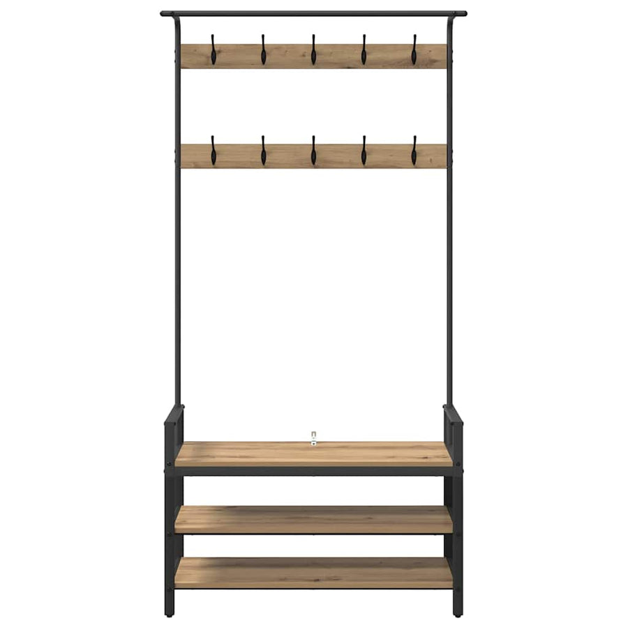 Kapstok met plank Artisan Eiken 95 x 34 x 184 cm Bewerkt hout