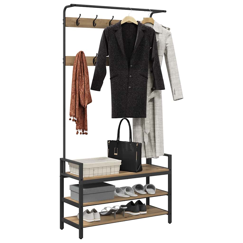 Kapstok met plank Artisan Eiken 95 x 34 x 184 cm Bewerkt hout