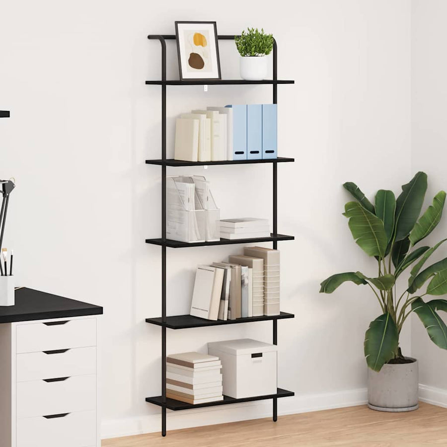 Boekenkast Zwart Eiken 60 x 24 x 168 cm Bewerkt hout
