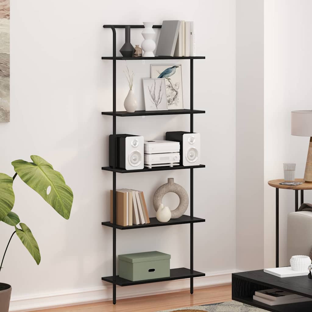 Boekenkast Zwart Eiken 60 x 24 x 168 cm Bewerkt hout