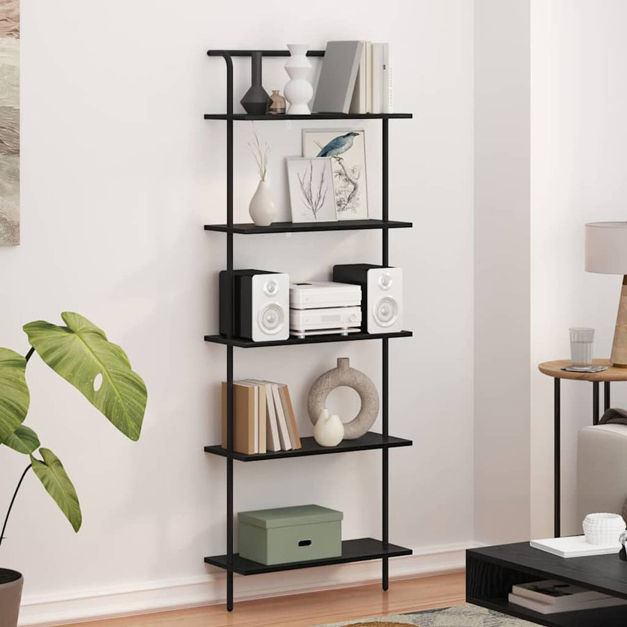 Boekenkast Zwart Eiken 60 x 24 x 168 cm Bewerkt hout