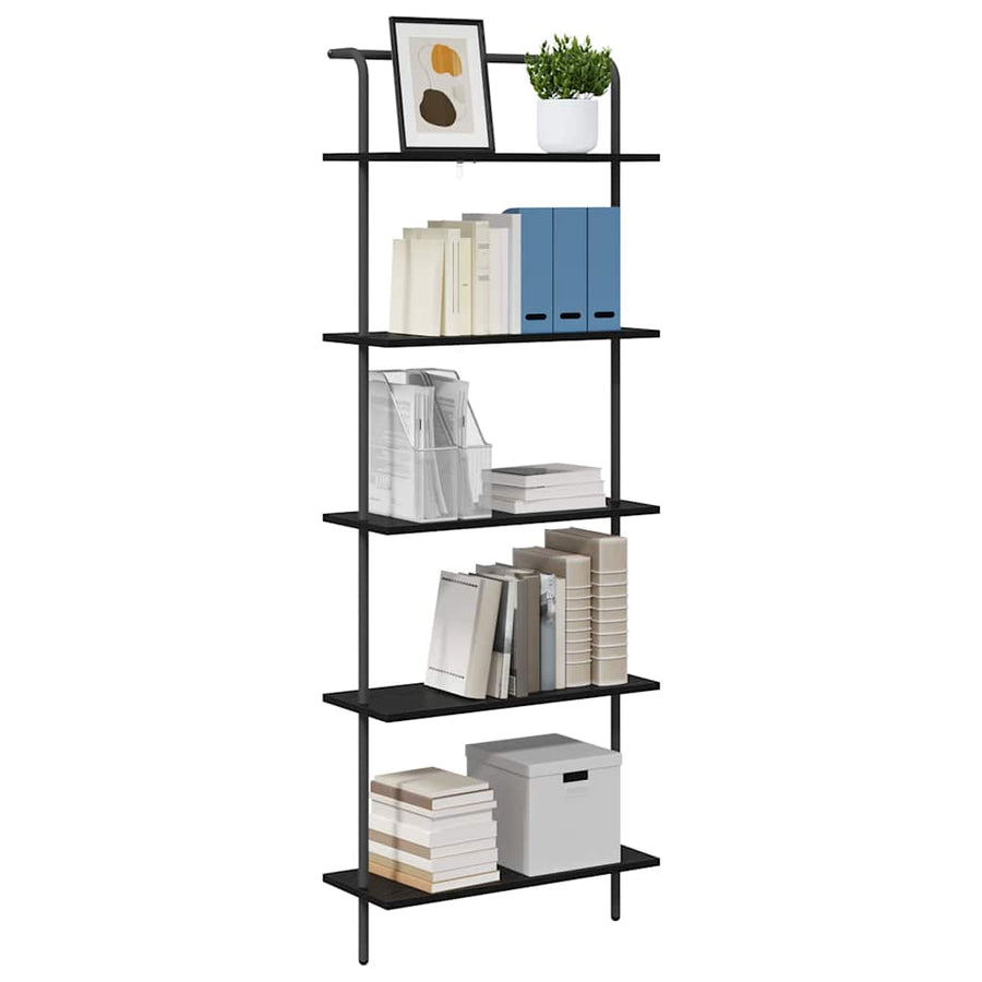 Boekenkast Zwart Eiken 60 x 24 x 168 cm Bewerkt hout
