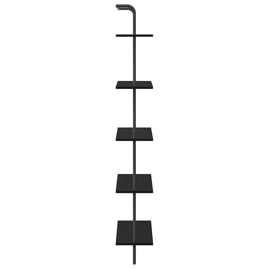 Boekenkast Zwart Eiken 60 x 24 x 168 cm Bewerkt hout