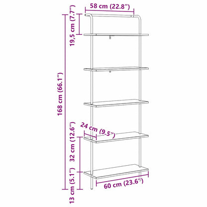 Boekenkast Sonoma Eiken 60 x 24 x 168 cm Bewerkt hout