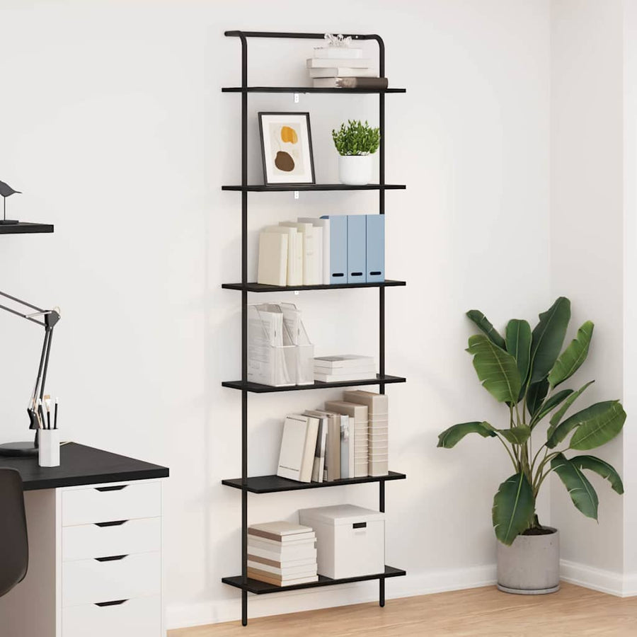 Boekenkast Zwart Eiken 60 x 24 x 203 cm Bewerkt hout