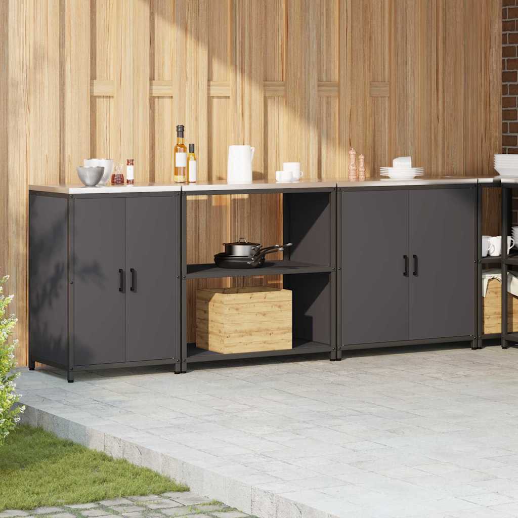 Keuken Opslag Set met plank Anders met opslag met de deur 3 pcs Zwart 210 x 50 x 92 cm