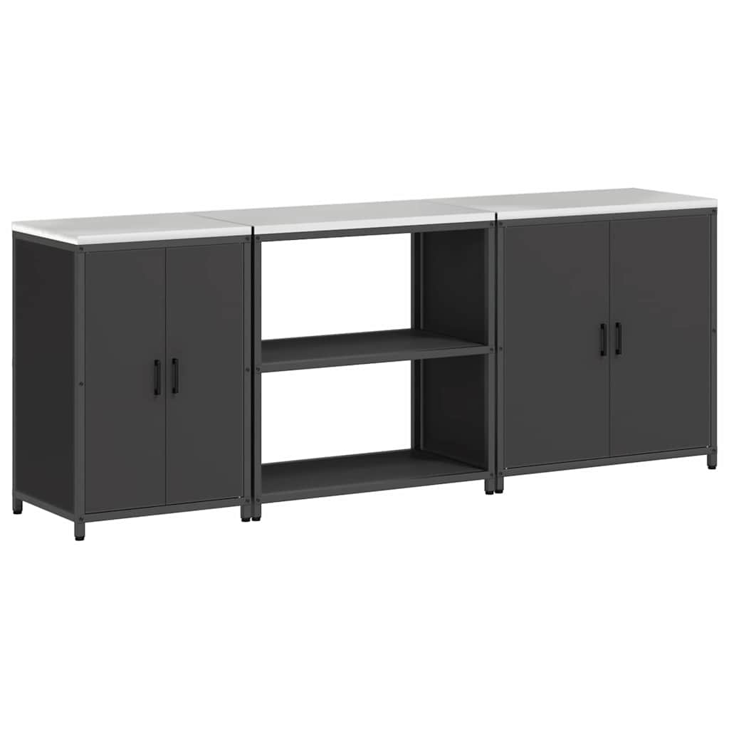 Keuken Opslag Set met plank Anders met opslag met de deur 3 pcs Zwart 210 x 50 x 92 cm
