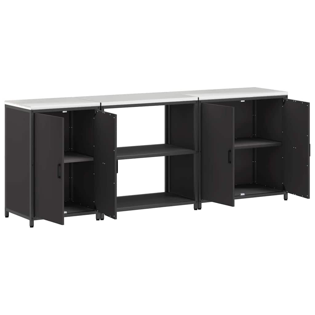 Keuken Opslag Set met plank Anders met opslag met de deur 3 pcs Zwart 210 x 50 x 92 cm