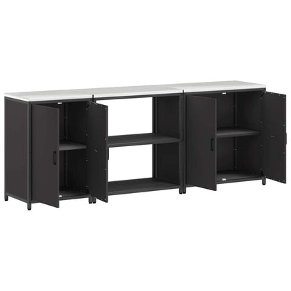 Keuken Opslag Set met plank Anders met opslag met de deur 3 pcs Zwart 210 x 50 x 92 cm