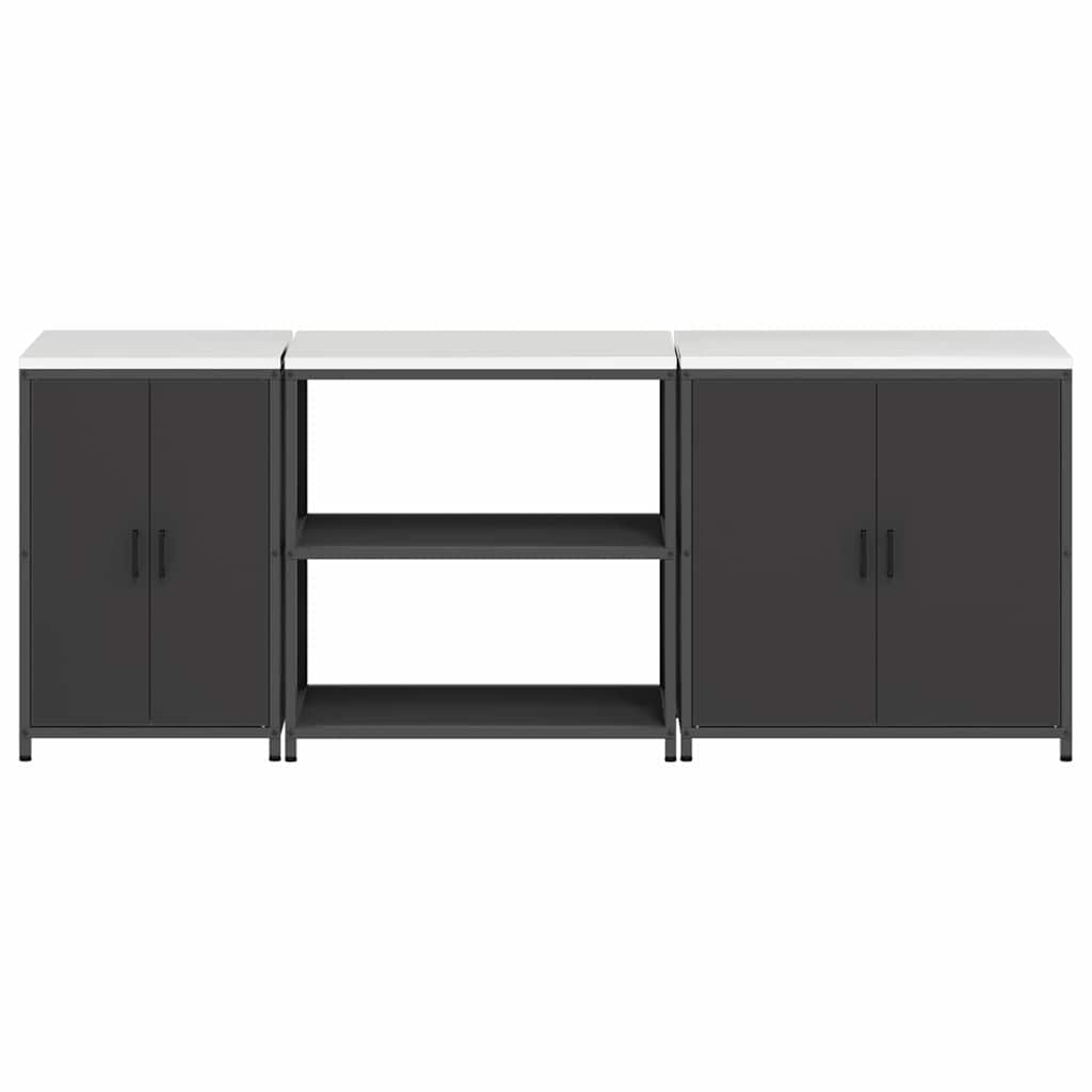 Keuken Opslag Set met plank Anders met opslag met de deur 3 pcs Zwart 210 x 50 x 92 cm