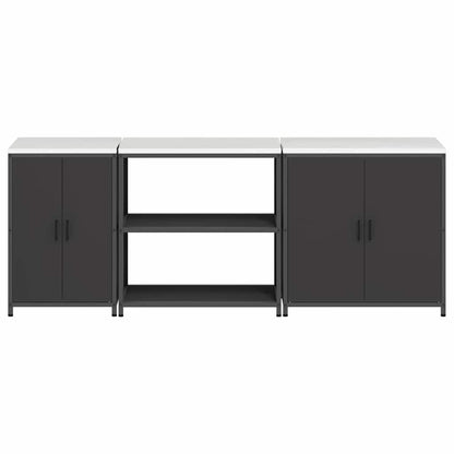 Keuken Opslag Set met plank Anders met opslag met de deur 3 pcs Zwart 210 x 50 x 92 cm