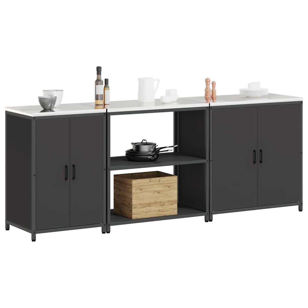 Keuken Opslag Set met plank Anders met opslag met de deur 3 pcs Zwart 210 x 50 x 92 cm