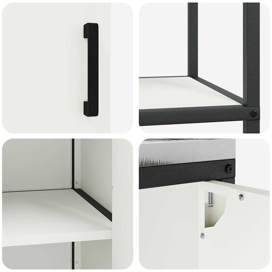 Keuken Opslag Set 3 pcs Wit 210 x 50 x 92 cm Koudgewalst staal