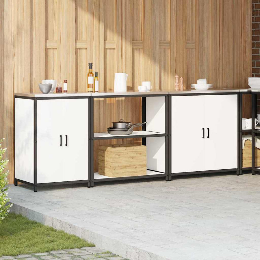 Keuken Opslag Set 3 pcs Wit 210 x 50 x 92 cm Koudgewalst staal