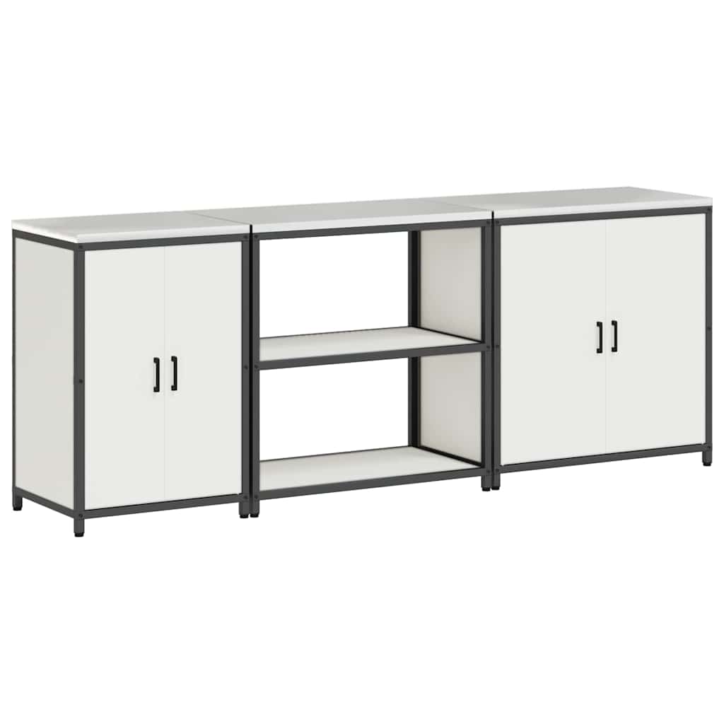 Keuken Opslag Set 3 pcs Wit 210 x 50 x 92 cm Koudgewalst staal