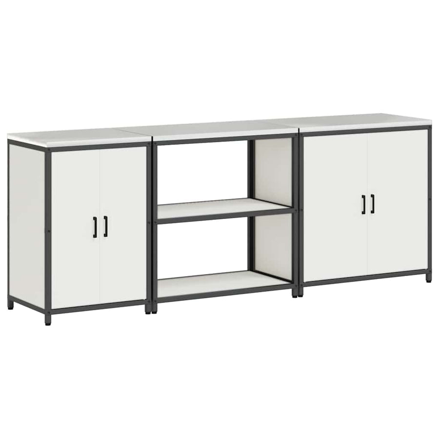 Keuken Opslag Set 3 pcs Wit 210 x 50 x 92 cm Koudgewalst staal