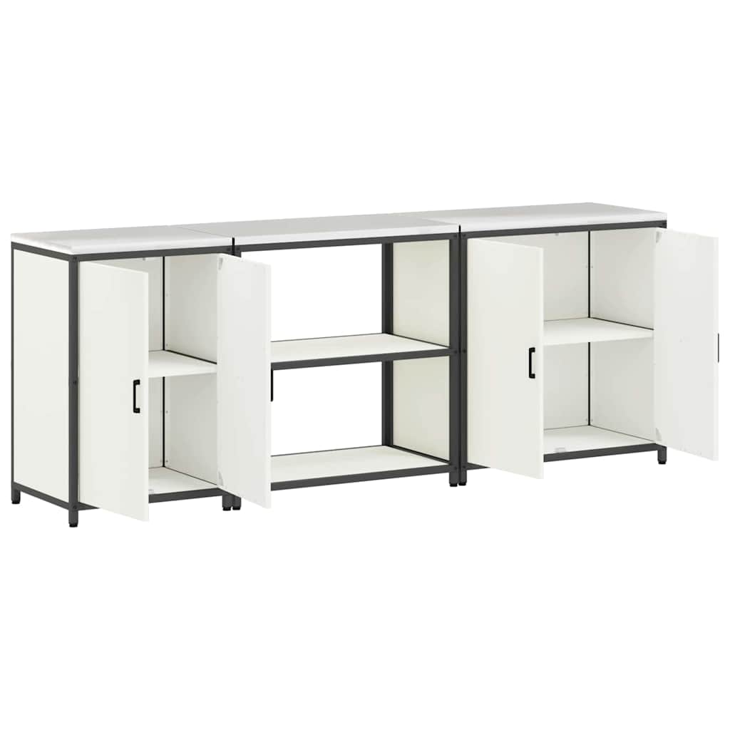 Keuken Opslag Set 3 pcs Wit 210 x 50 x 92 cm Koudgewalst staal