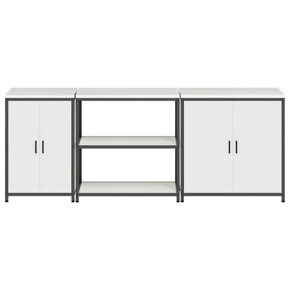 Keuken Opslag Set 3 pcs Wit 210 x 50 x 92 cm Koudgewalst staal