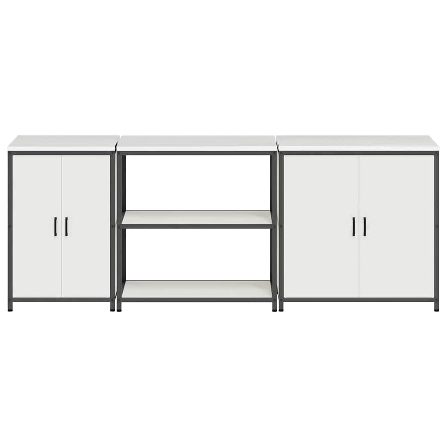 Keuken Opslag Set 3 pcs Wit 210 x 50 x 92 cm Koudgewalst staal