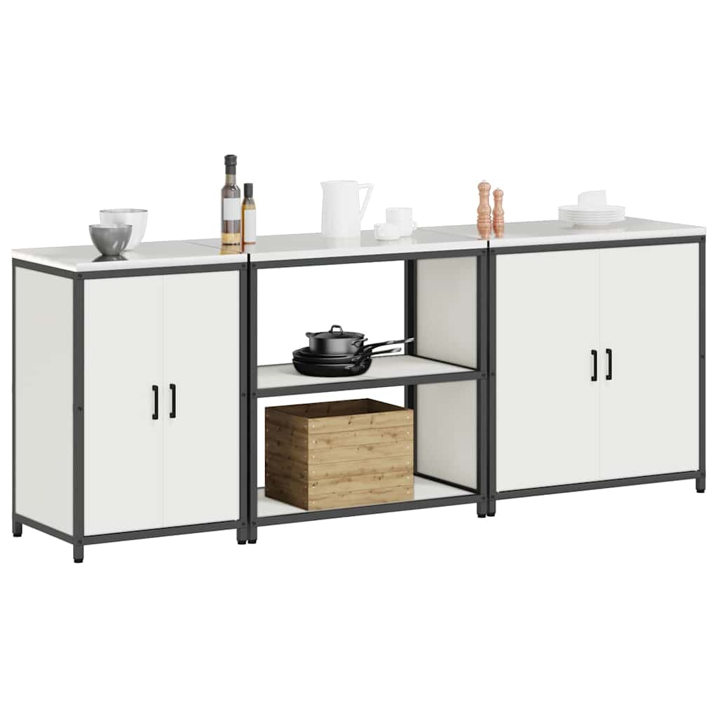 Keuken Opslag Set 3 pcs Wit 210 x 50 x 92 cm Koudgewalst staal