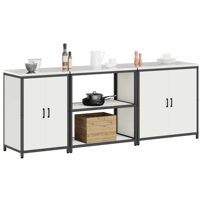 Keuken Opslag Set 3 pcs Wit 210 x 50 x 92 cm Koudgewalst staal