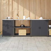 Keukenkast set 3 delen 210x50x92 cm antraciet staal