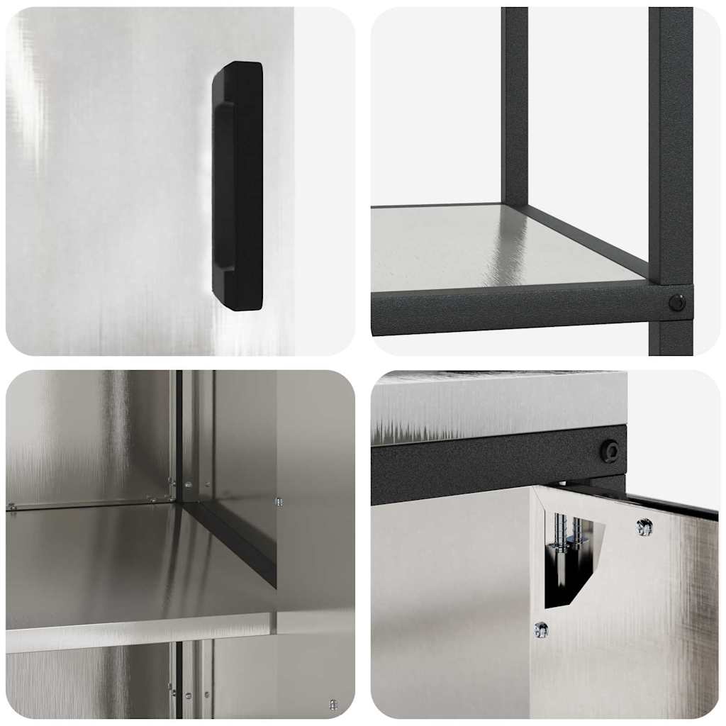 Keuken Opslag Set 3 pcs Zilver 210 x 50 x 92 cm Roestvrij staal