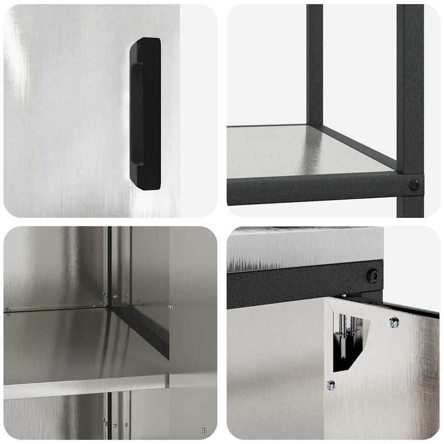 Keuken Opslag Set 3 pcs Zilver 210 x 50 x 92 cm Roestvrij staal