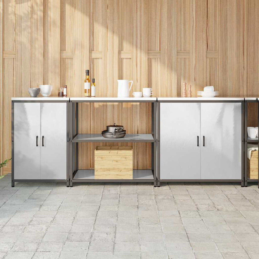 Keuken Opslag Set 3 pcs Zilver 210 x 50 x 92 cm Roestvrij staal