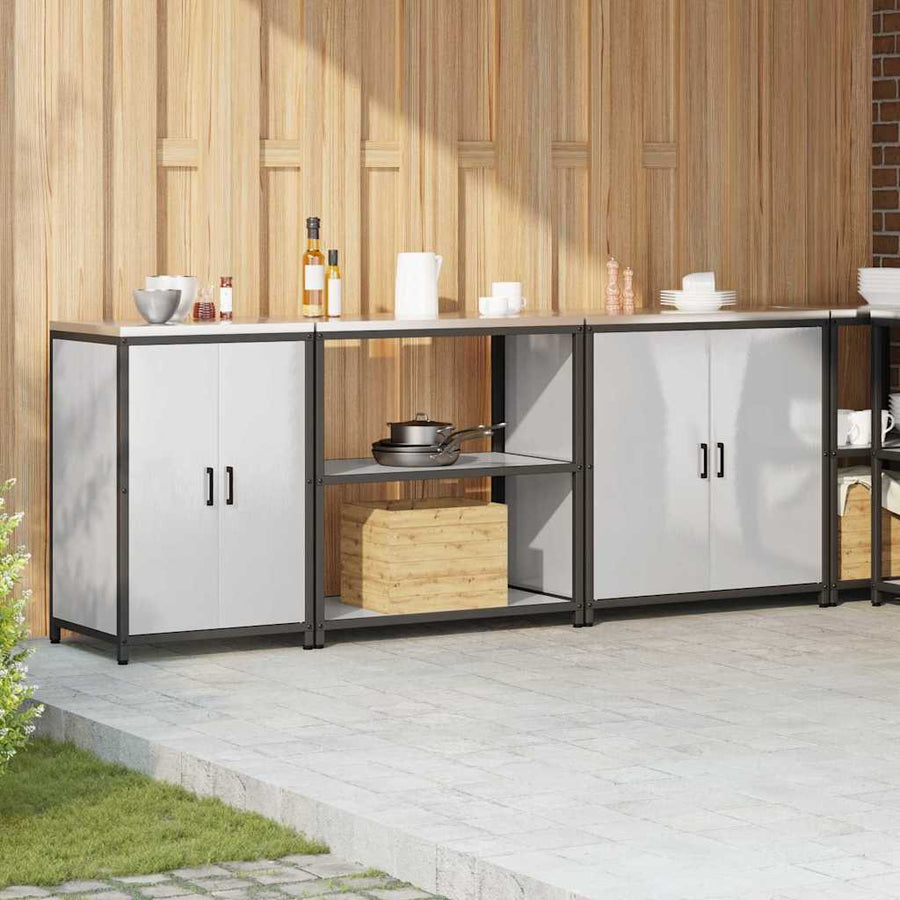 Keuken Opslag Set 3 pcs Zilver 210 x 50 x 92 cm Roestvrij staal
