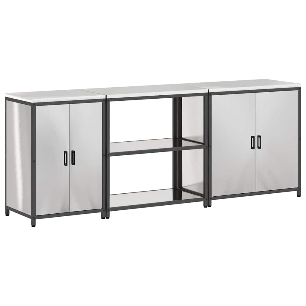 Keuken Opslag Set 3 pcs Zilver 210 x 50 x 92 cm Roestvrij staal