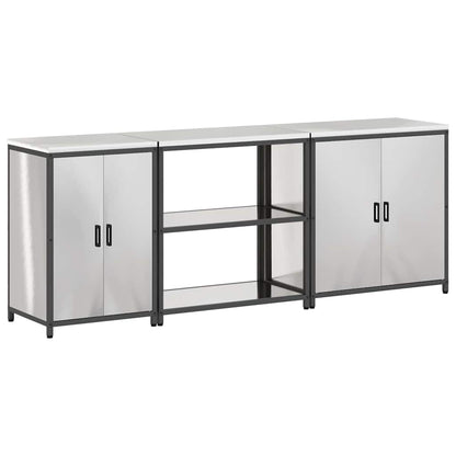 Keuken Opslag Set 3 pcs Zilver 210 x 50 x 92 cm Roestvrij staal