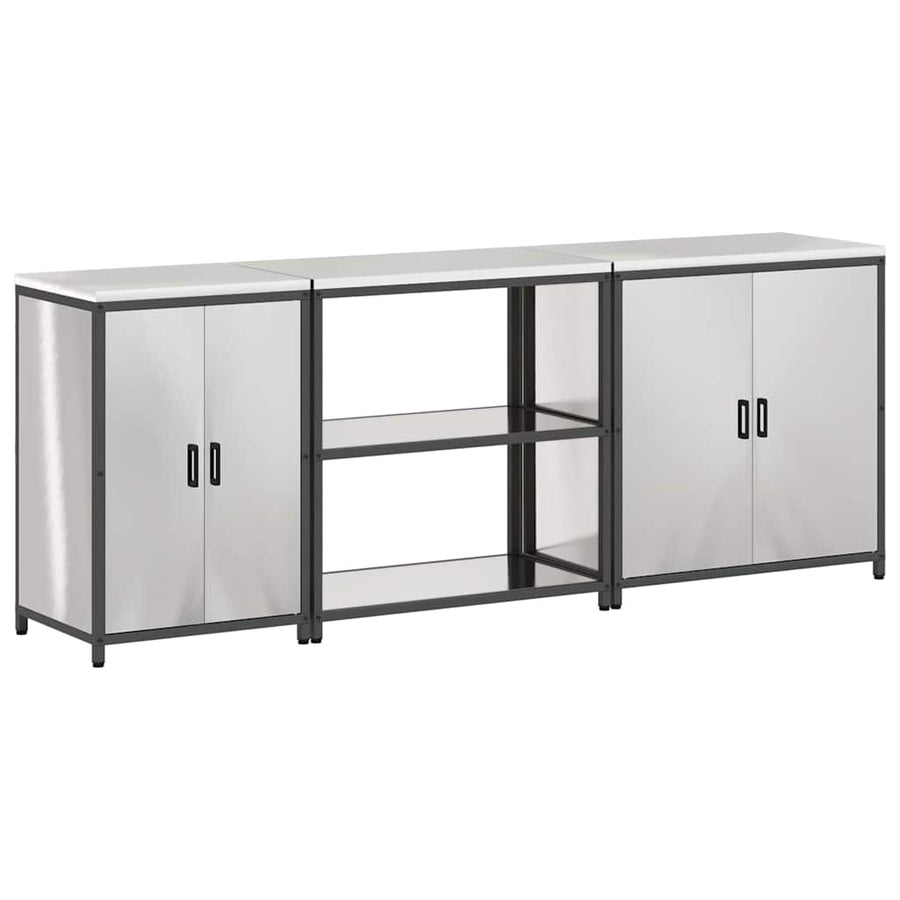 Keuken Opslag Set 3 pcs Zilver 210 x 50 x 92 cm Roestvrij staal