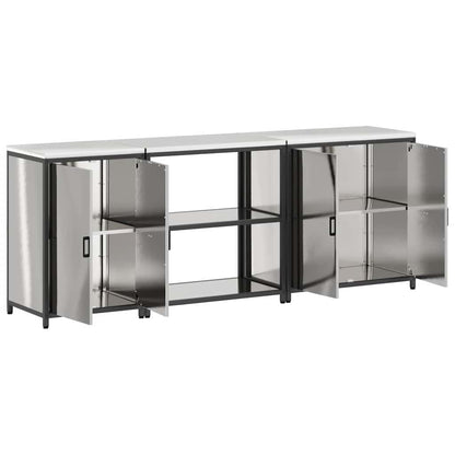 Keuken Opslag Set 3 pcs Zilver 210 x 50 x 92 cm Roestvrij staal