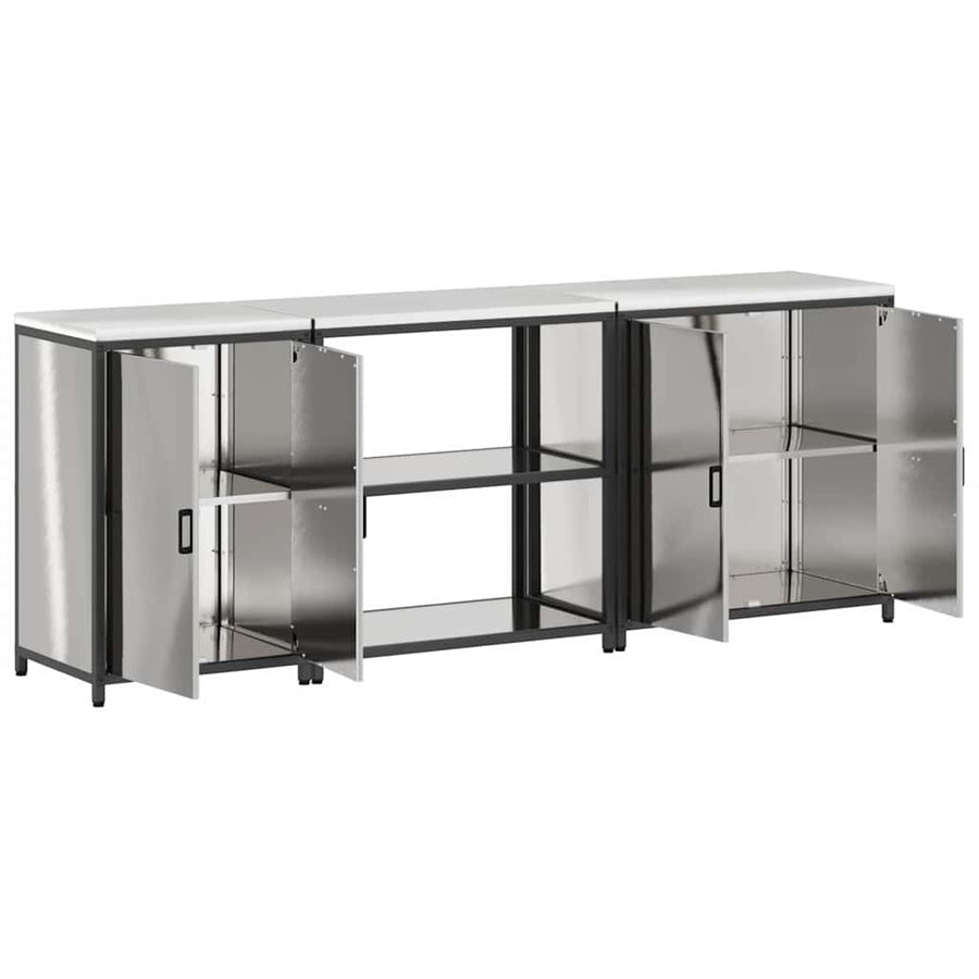 Keuken Opslag Set 3 pcs Zilver 210 x 50 x 92 cm Roestvrij staal