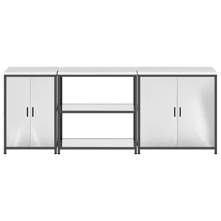 Keuken Opslag Set 3 pcs Zilver 210 x 50 x 92 cm Roestvrij staal