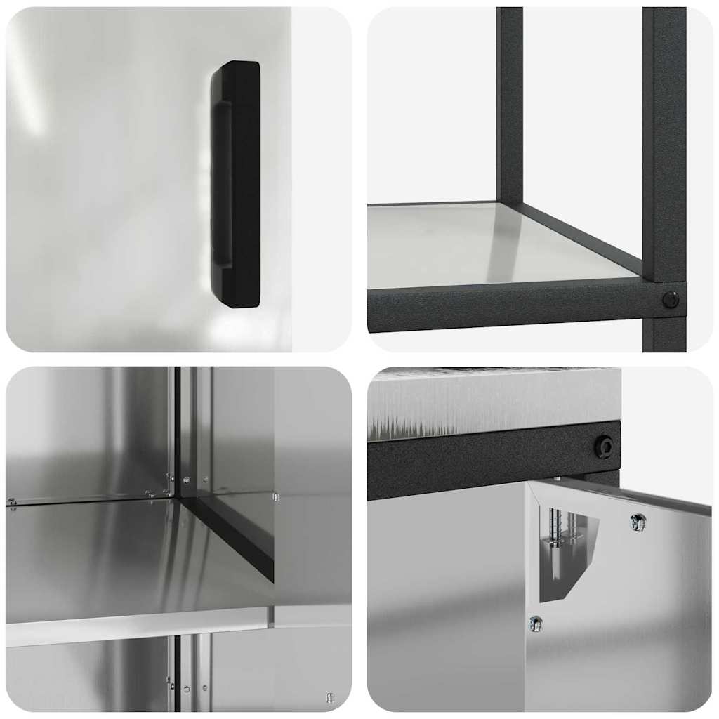 Keuken Opslag Set met plank Anders met opslag met de deur 3 pcs Zilver 210 x 50 x 92 cm