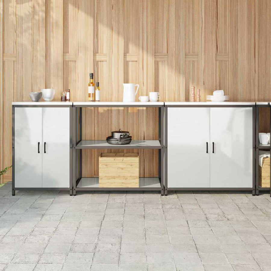 Keuken Opslag Set met plank Anders met opslag met de deur 3 pcs Zilver 210 x 50 x 92 cm