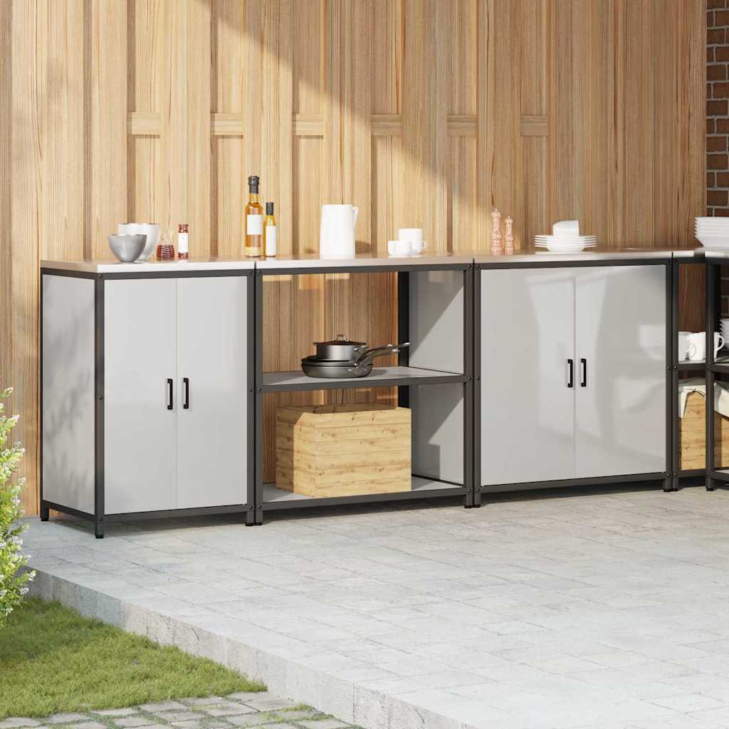 Keuken Opslag Set met plank Anders met opslag met de deur 3 pcs Zilver 210 x 50 x 92 cm