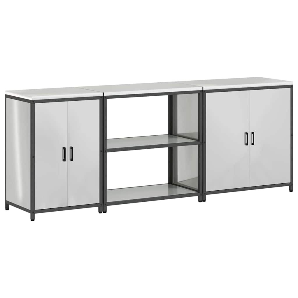 Keuken Opslag Set met plank Anders met opslag met de deur 3 pcs Zilver 210 x 50 x 92 cm